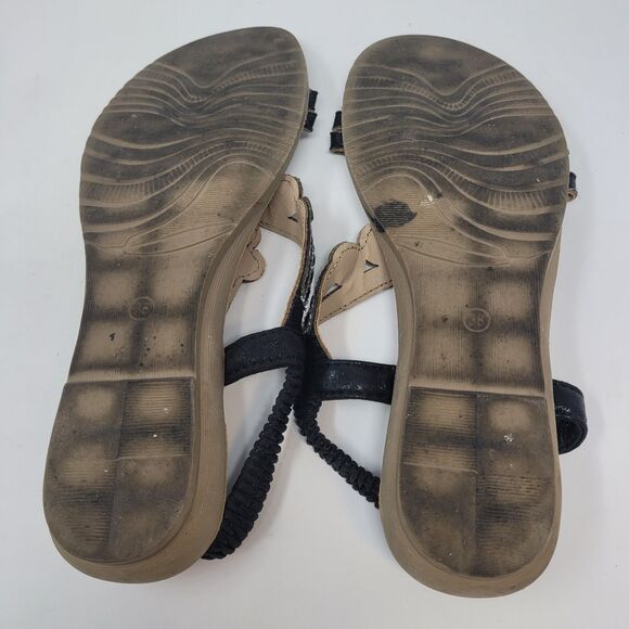 size 7 Women's summer sandals Rhinestone Crystal flowers, bohemian Roman sandals - Picture 3 of 5